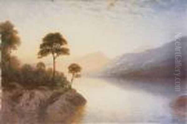 Lake And Mountain Landscape Oil Painting by George, Captain Drummond-Fish