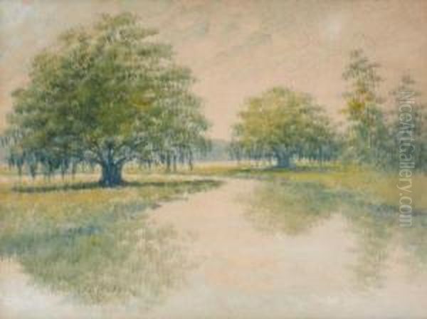 Louisiana Bayou Landscape Oil Painting by Alexander John Drysdale