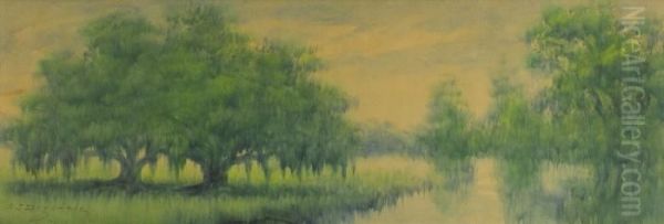 Louisiana Bayou Oil Painting by Alexander John Drysdale