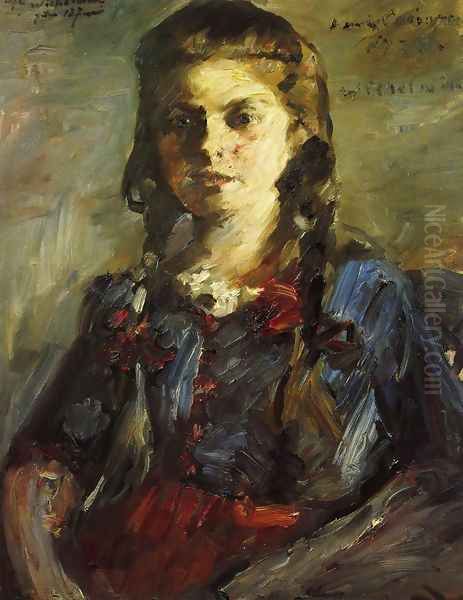 Portrait of Wilhelmine with Her Hair in Braids Oil Painting by Lovis (Franz Heinrich Louis) Corinth