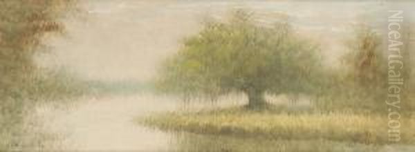 Bayou Landscape With Oak Tree Oil Painting by Alexander John Drysdale