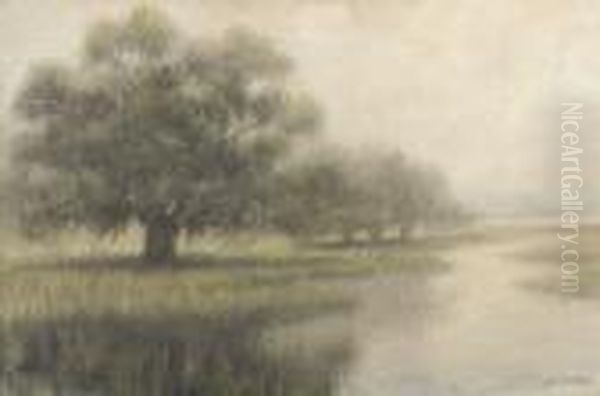 Louisiana Bayou Scene Oil Painting by Alexander John Drysdale