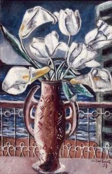 Bouquet D'arums Oil Painting by Jean Du Marbore