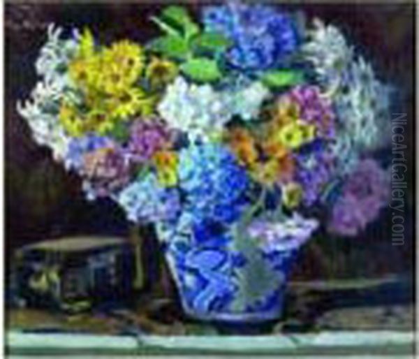 Grand Vase De Fleurs Oil Painting by Mathilde, Comtesse Du Monceau De Bergendael