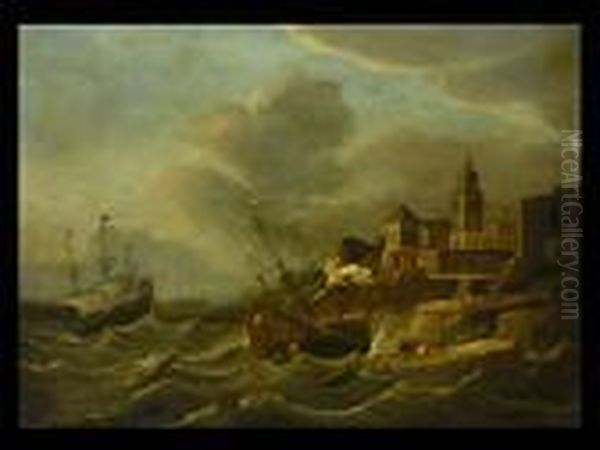 Schiffbruch An Der Kuste Oil Painting by Hendrick Dubbels