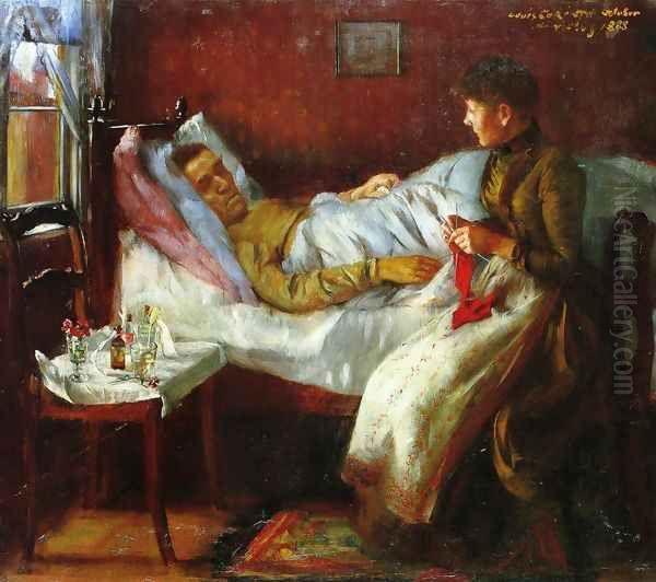 Franz Heinrich Corinth on His Sickbed Oil Painting by Lovis (Franz Heinrich Louis) Corinth