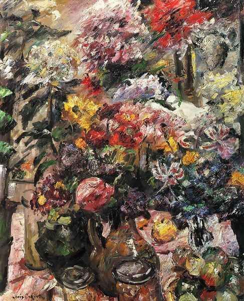 Still Life with Chrysanthemums and Amaryllis Oil Painting by Lovis (Franz Heinrich Louis) Corinth