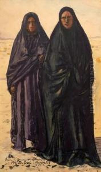 Femmes Du Campement De L'amenokal, Hoggar Oil Painting by Paul Elie Dubois