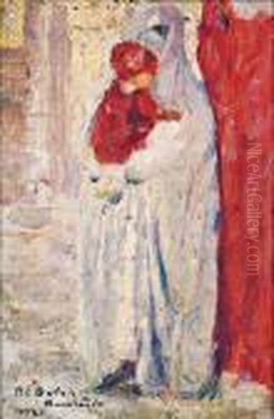 Femme De Bou-saada Et Enfant Oil Painting by Paul Elie Dubois