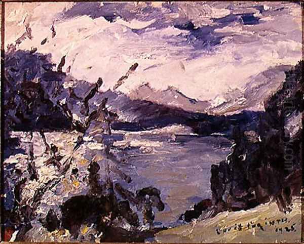 Lake Walchen Surrounded by Mountains, 1925 Oil Painting by Lovis (Franz Heinrich Louis) Corinth