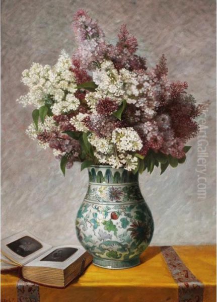 Nature Morte Dans Un Vase Peint Oil Painting by Albert Dubois-Pillet