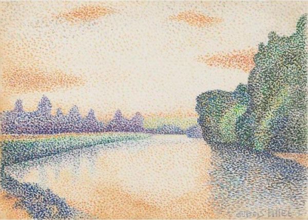 Bord De Marne A L'aube Oil Painting by Albert Dubois-Pillet