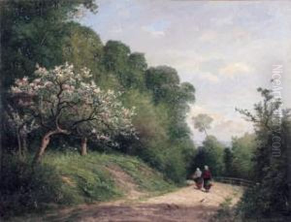 Le Chemin A Honfleur Oil Painting by Louis Alexandre Dubourg