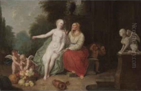 Vertumnus And Pomona Oil Painting by Louis Alexandre Dubourg