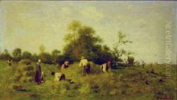 La Fenaison Oil Painting by Louis Alexandre Dubourg