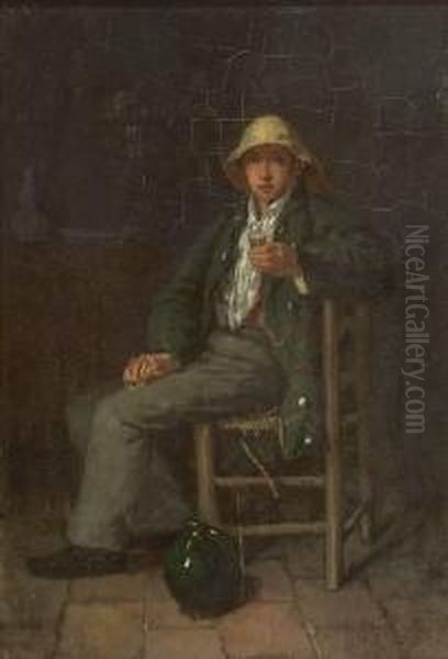 Fisherboy Oil Painting by Louis Alexandre Dubourg