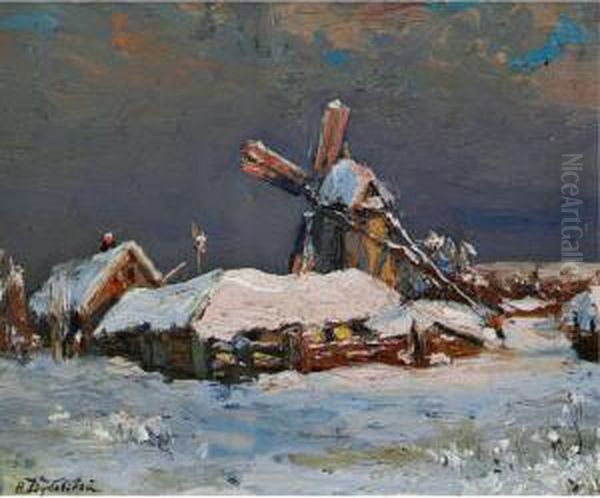 Winter Landscape Oil Painting by Nikolai Nikanorovich Dubovsky