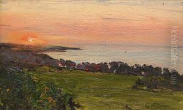 The Lake At Sunset Oil Painting by Nikolai Nikanorovich Dubovsky