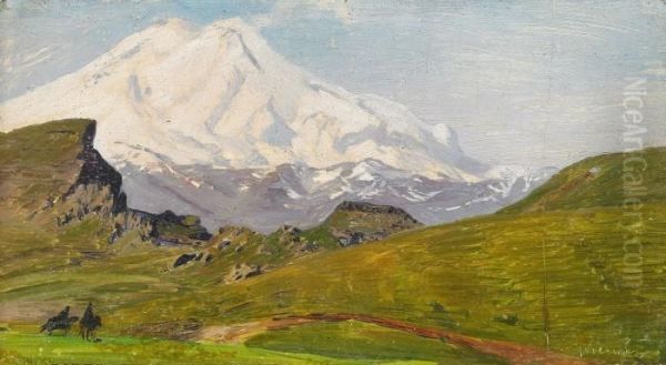 Mountain Landscape Oil Painting by Nikolai Nikanorovich Dubovsky