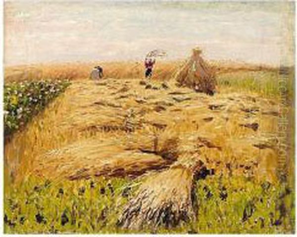 Reaping The Harvest Oil Painting by Nikolai Nikanorovich Dubovsky