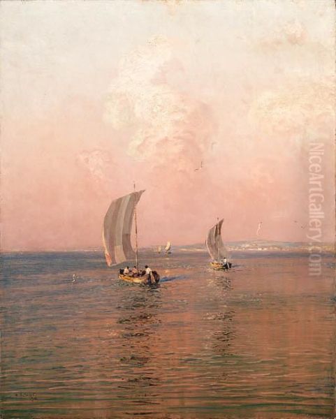 Sailing At Sunset Oil Painting by Nikolai Nikanorovich Dubovsky