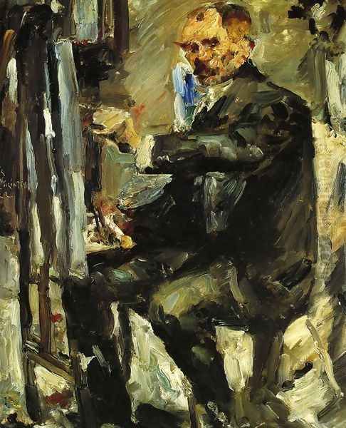 Self Portrait at the Easel I Oil Painting by Lovis (Franz Heinrich Louis) Corinth