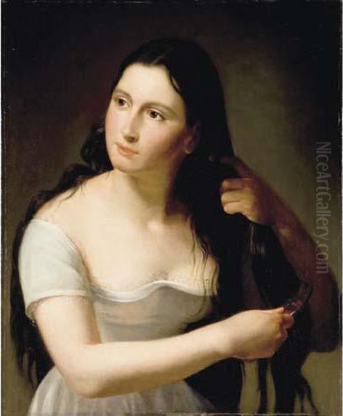 Femme A Sa Toilette Oil Painting by Claude-Marie Dubufe