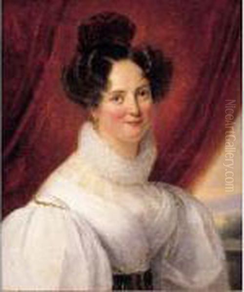 Portrait Madame Musias, Circa 1820 Oil Painting by Claude-Marie Dubufe