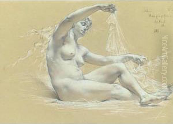 Study For Profane Music Oil Painting by Edouard-Marie-Guillaume Dubufe