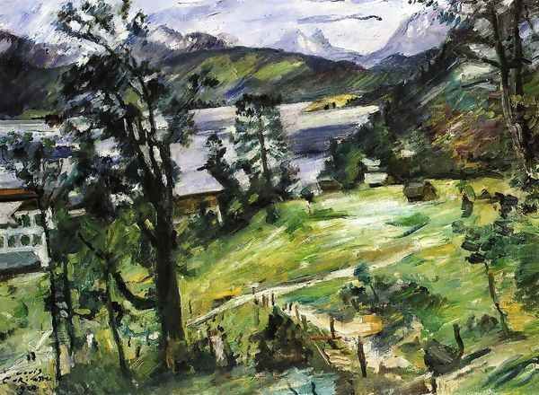 Walchensee Landscape with a Larch Oil Painting by Lovis (Franz Heinrich Louis) Corinth