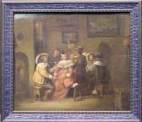 Figures In A Tavern Oil Painting by Jacob Duck