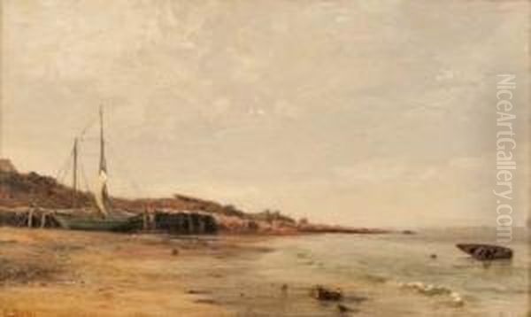 Barque Sur La Plage Oil Painting by Eugene Gustav Ducker