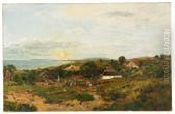 Village By The Sea Oil Painting by Eugene Gustav Ducker