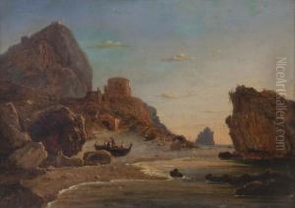 Spiaggia Di Torre Saracena A Capri Oil Painting by Teodoro Duclere