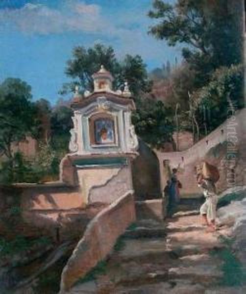 Paesaggio Con Figura Oil Painting by Teodoro Duclere