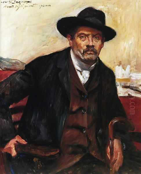 Self Portrait in a Black Hat Oil Painting by Lovis (Franz Heinrich Louis) Corinth