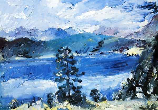 The Walchensee with a Larch Tree Oil Painting by Lovis (Franz Heinrich Louis) Corinth