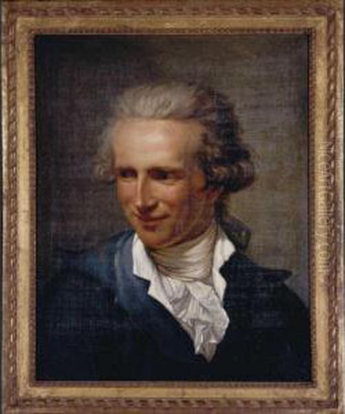 Portrait Of A Smiling Man In A Grey-blue Jacket Oil Painting by Joseph Ducreux