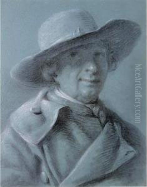 Portrait Of A Man In A Hat, Head And Shoulders Oil Painting by Joseph Ducreux