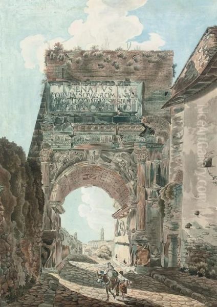 The Arch Of Titus, Rome Oil Painting by Abraham Louis R. Ducros