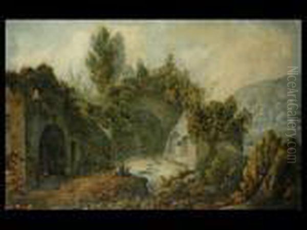 Wallfahrtsort In Den Bergen Oil Painting by Abraham Louis R. Ducros