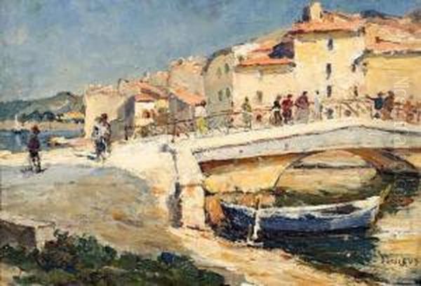 Vue Des Martigues. Oil Painting by Edouard Ducros