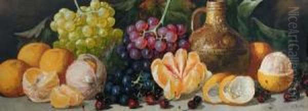 Still Life Of Fruits With Lemons And Cherries Oil Painting by Arthur Dudley