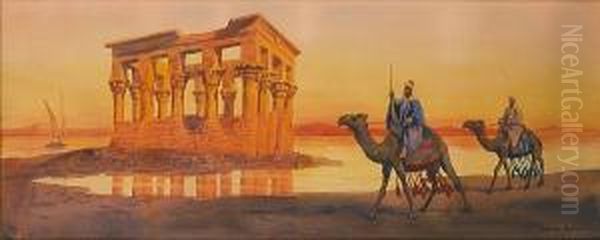 Sunset On The Nile Oil Painting by Arthur Dudley