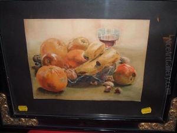 Still Lifeof Apples, Oranges, Bananas And Nuts Oil Painting by Arthur Dudley