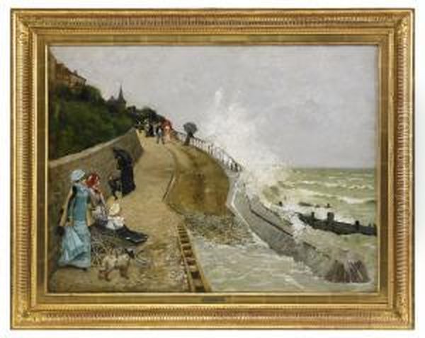 Promenade Du Dimanche Sur La Corniche Oil Painting by Ernest Ange Duez