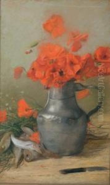 Pichet Aux Coquelicots Oil Painting by Ernest Ange Duez