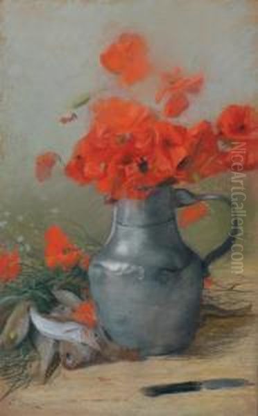 Nature Morte Aux Coquelicots Oil Painting by Ernest Ange Duez