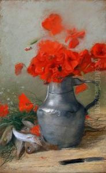 Bouquet Decoquelicots Dans Un Pichet Oil Painting by Ernest Ange Duez