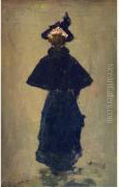 Femme En Noir Oil Painting by Ernest Ange Duez